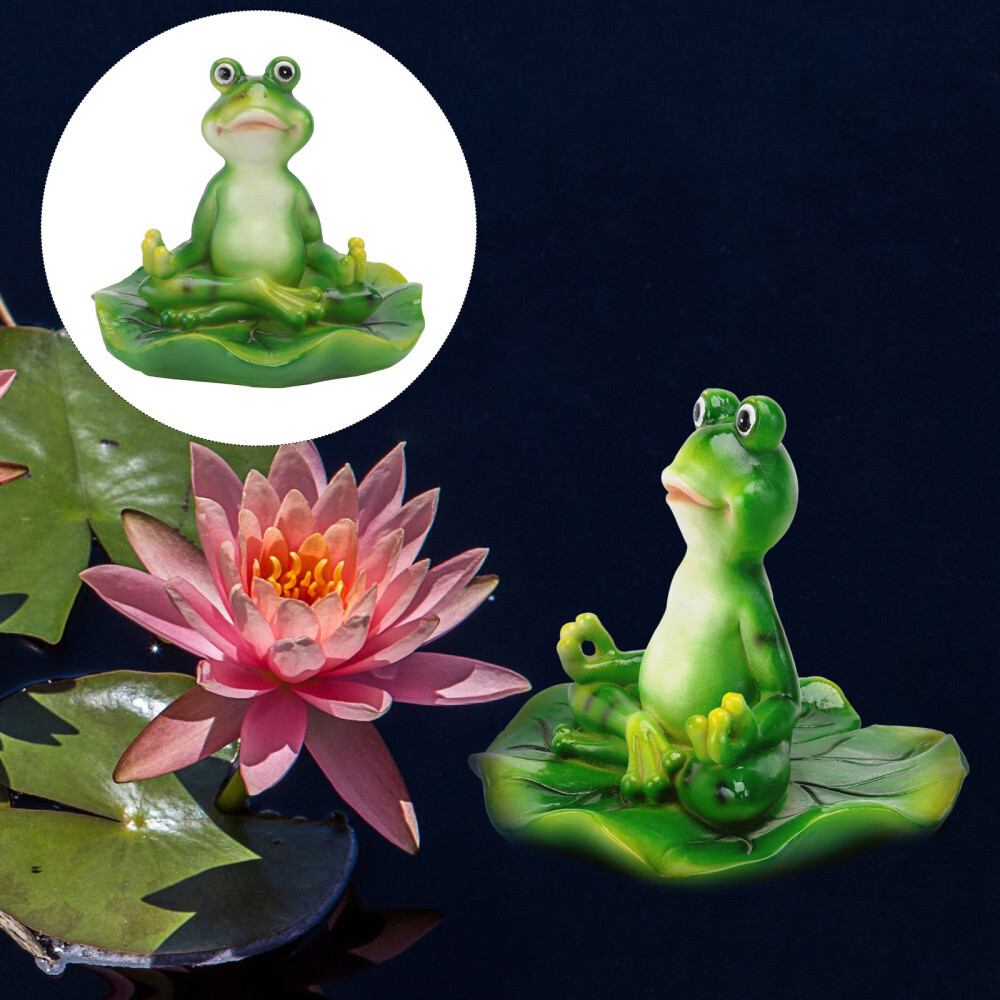 Lotus Leaf Frog Ornament Aquarium Plants Statues for Garden Toy