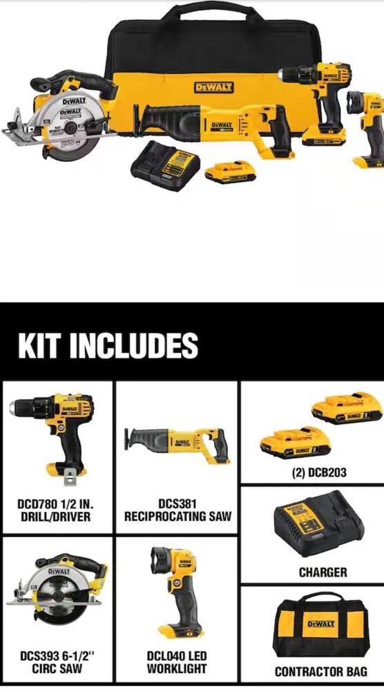 20V MAX Cordless 4 Tool Combo Kit with (2) 20V 2.0Ah Batteries and Charger