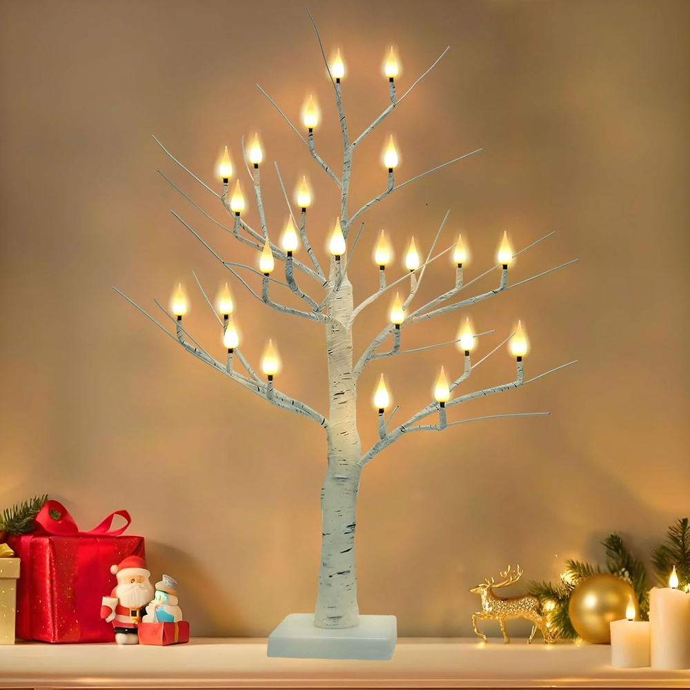 2Ft Lighted Christmas Tree Candles Indoor Decoration, Twinkle Tree with 24LED Fl