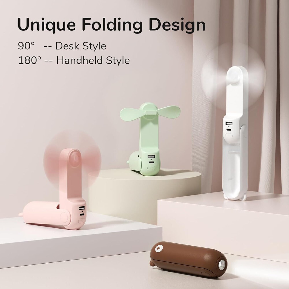 Mini USB Rechargeable Handheld Folding Desk Fan for Cooling