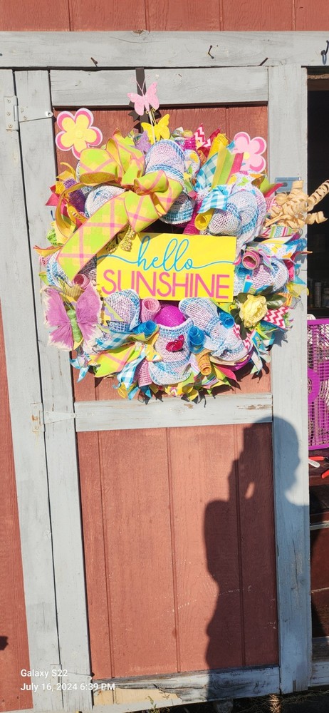 Summer Vibes Handmade Floral Wreath for Front Door Decor