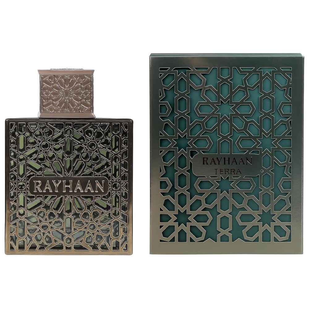 Rayhaan Terra Eau de Parfum Spray, Spicy Woody Amber, 3.4 oz / 100 ml