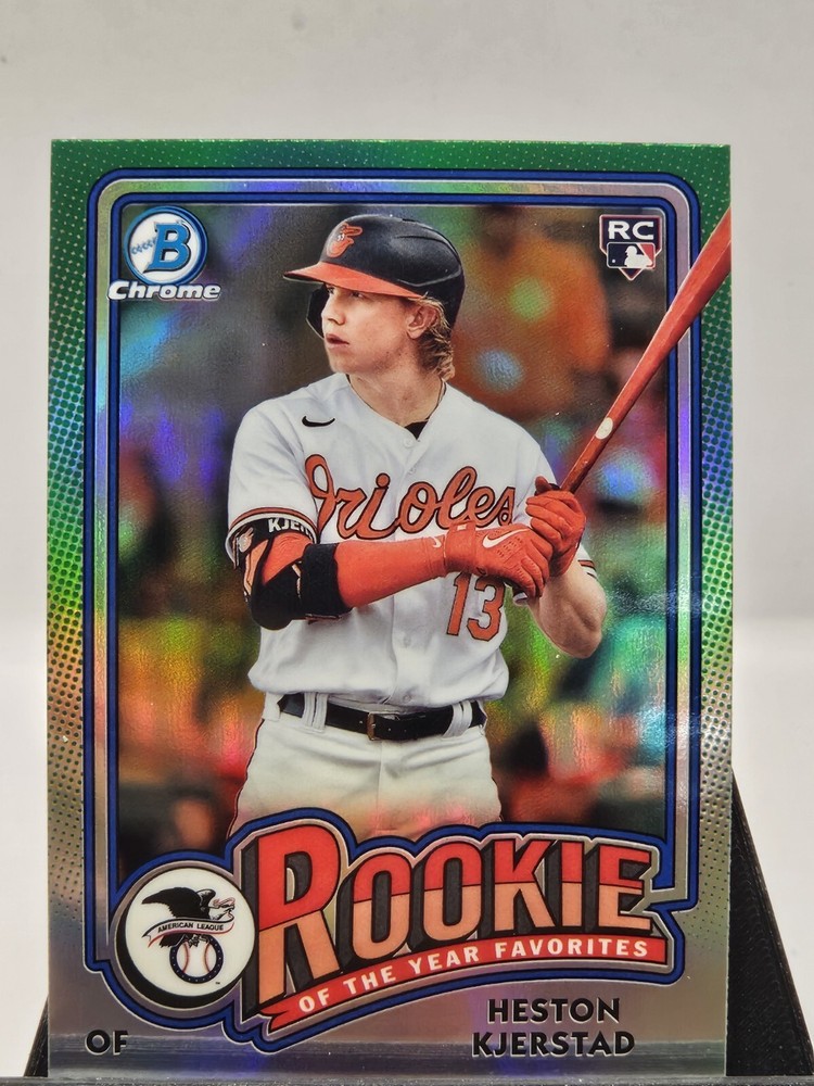 (2) Bowman 2024 Heston Kjerstad Rookie Of Year Favorites Refractor + Mojo Mint+