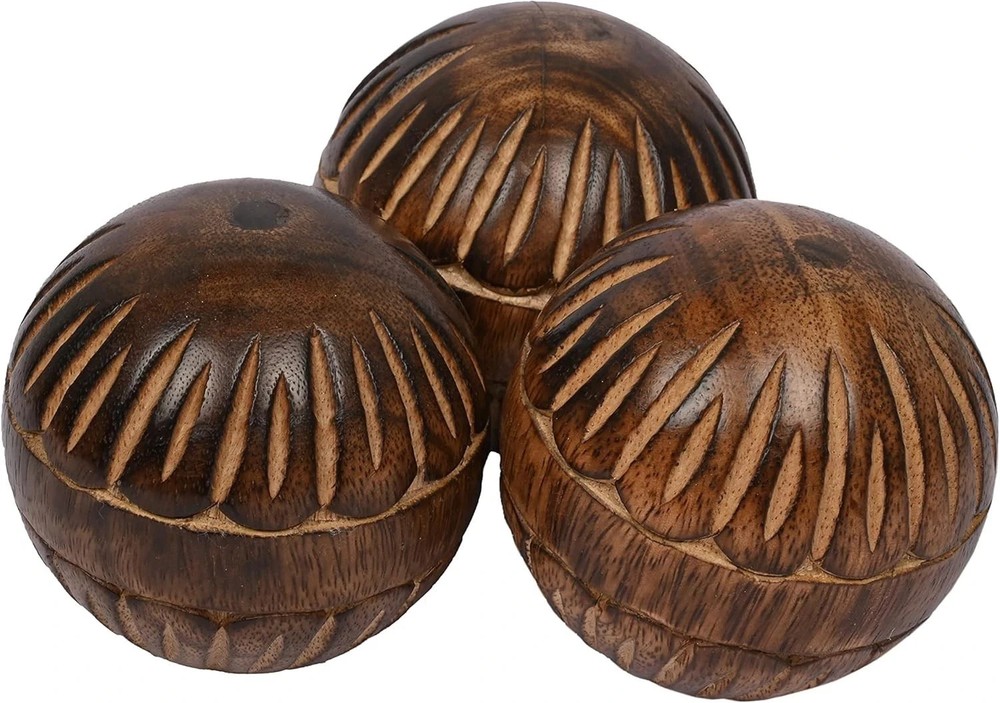 Decorative Mango Wood Round Balls Set Of 3 For Home Decor Modern Decorative Ball