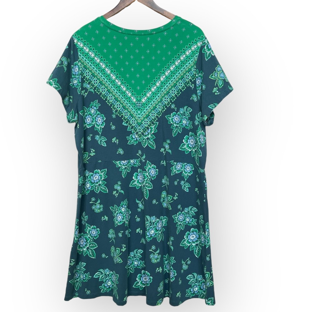 Isaac Mizrahi Live Dress Women Size 2X Blue Engineered Border Floral Print