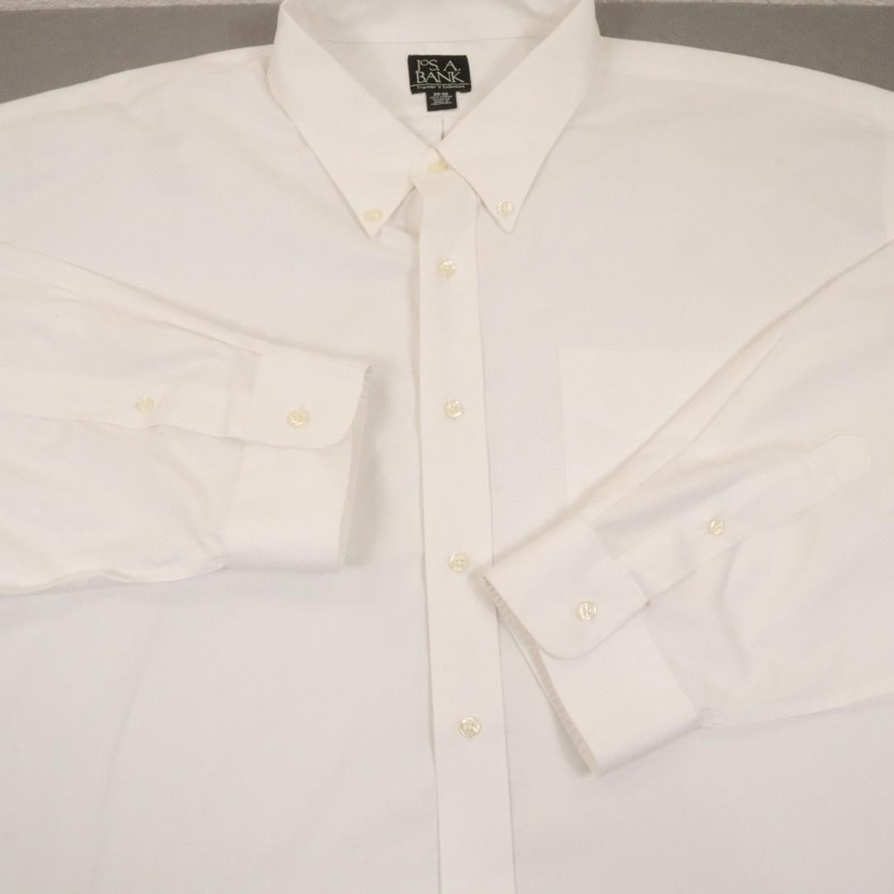 Jos A Bank Traveler Dress Shirt Mens Big 20 34/35 White Wrinkle Resistant Cotton