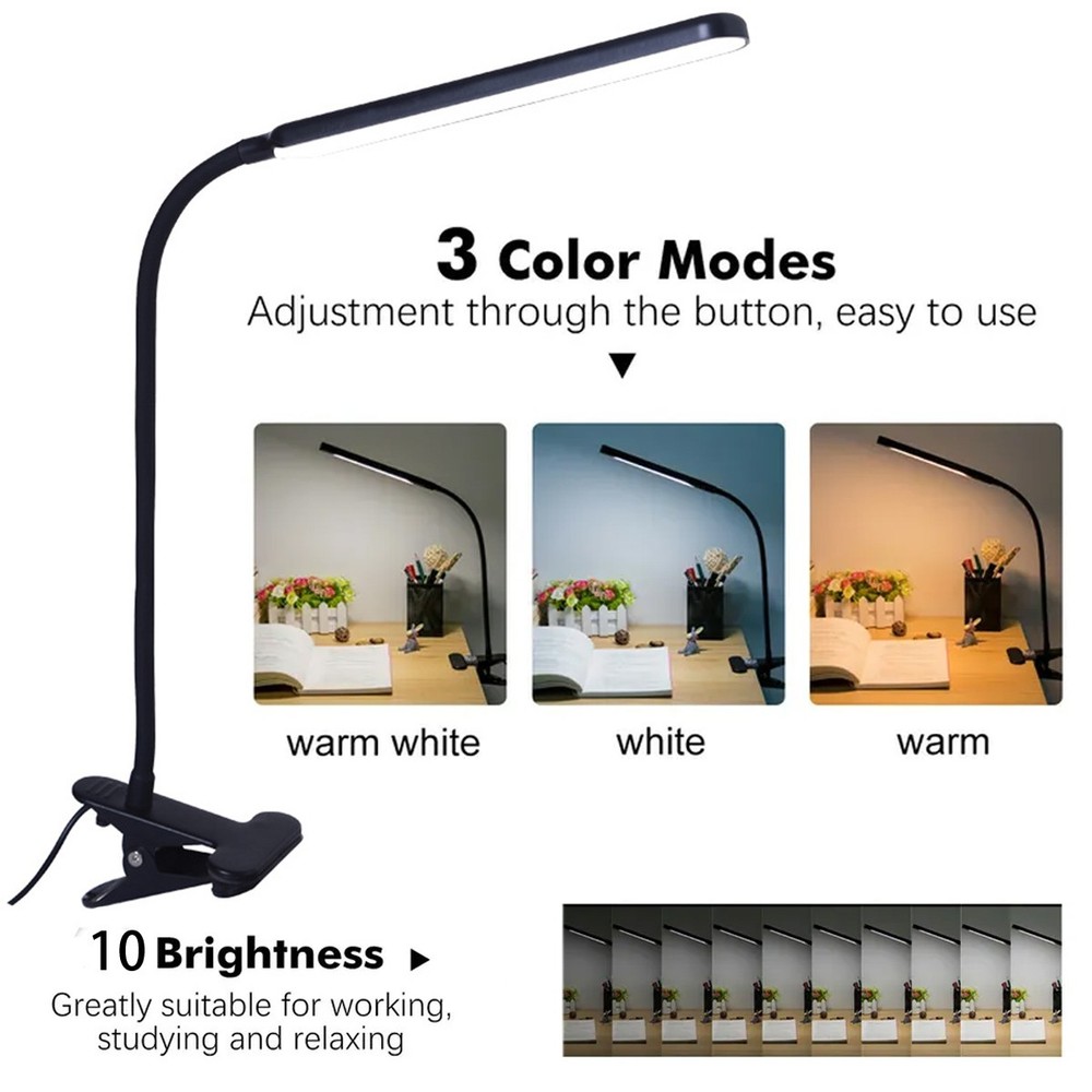 USB Reading Light Flexible LED Lamp Laptop Computer Clip On Bed Desk Table Light