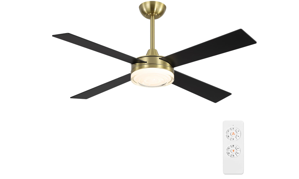 52 Inch DC Ceiling Fan with Lights and Remote, 3CCT, Modern Ceiling Fan with Rip