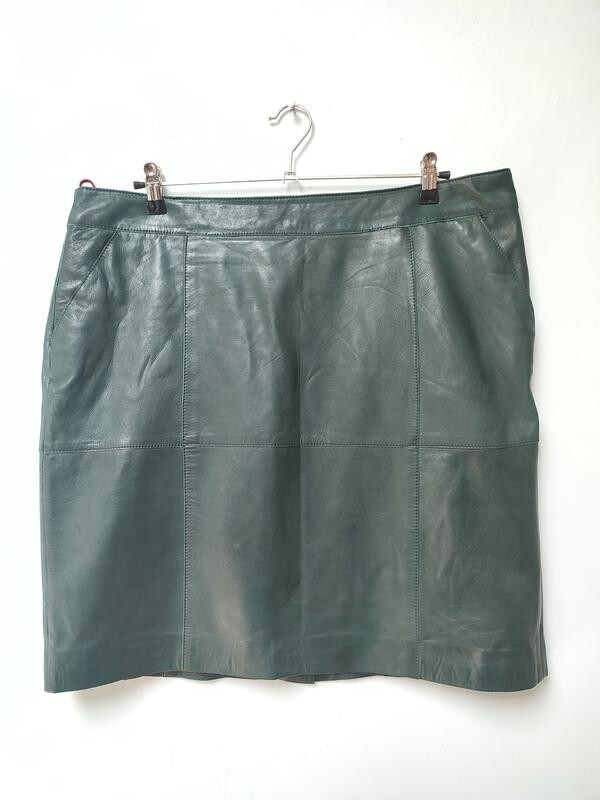 Christian Berg green leather skirt in sizes L XL