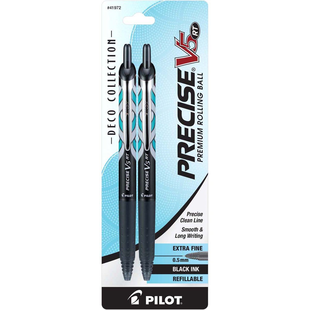 Pilot Precise V5 Premium Roller Pen X Fine 2 Per Pkg Retractable Deco Black