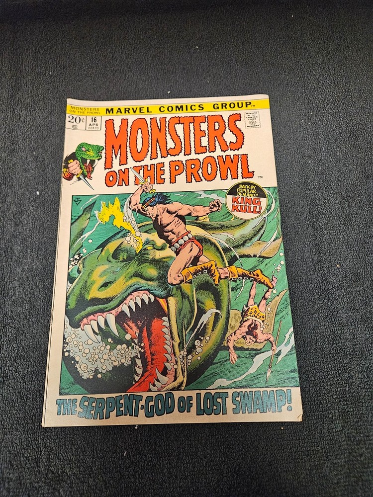 1974 MARVEL COMIC MONSTERS ON THE PROWL #16 STAIN BACK COVER 1ST APP THULSA DOOM
