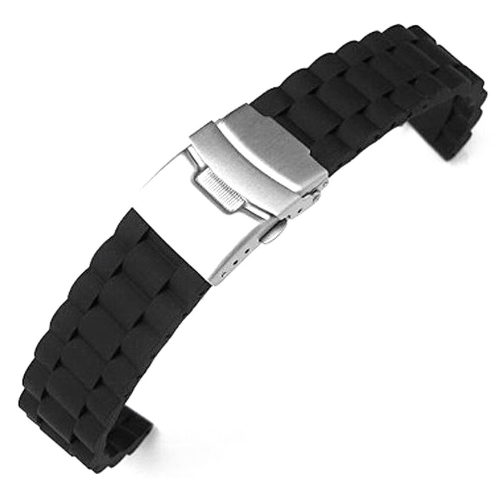 Relojes de repuesto con hebilla de cierre de despliegue correa de reloj impermeable suave de 24 mm