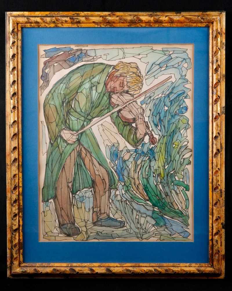 Vintage Expressionist Original Watercolor 