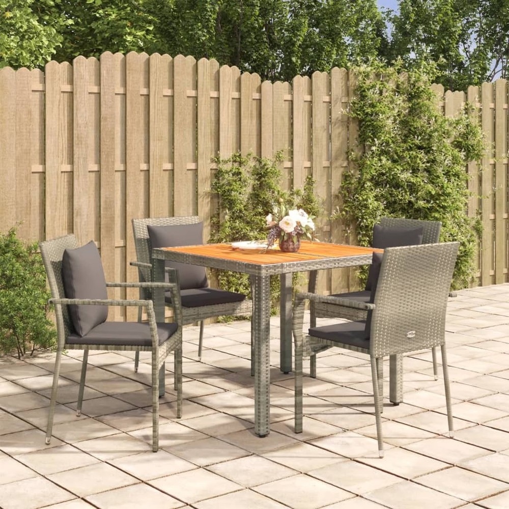 Garden Dining Set Grey PE rattan Standard Modular