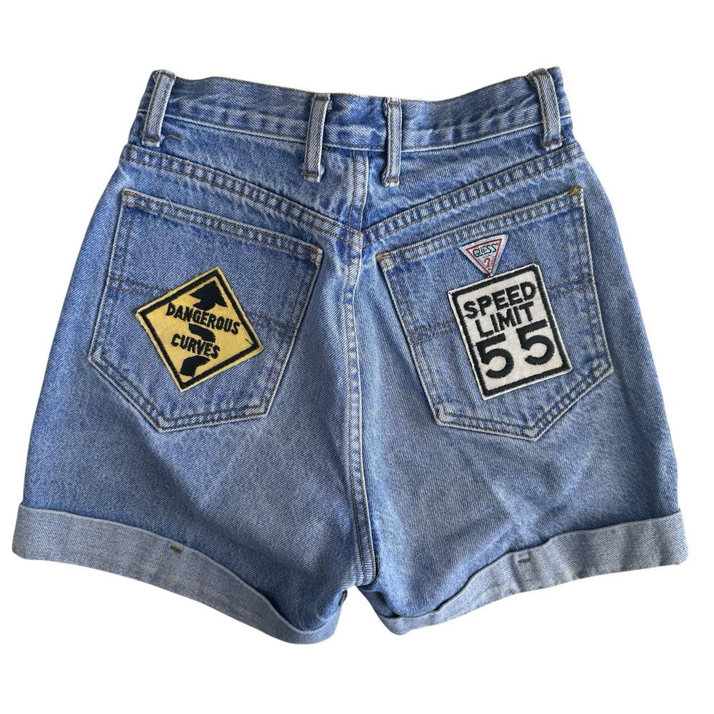 Vintage 90’s Guess Jeans Shorts USA 27 High Rise Denim Patch Marciano USA