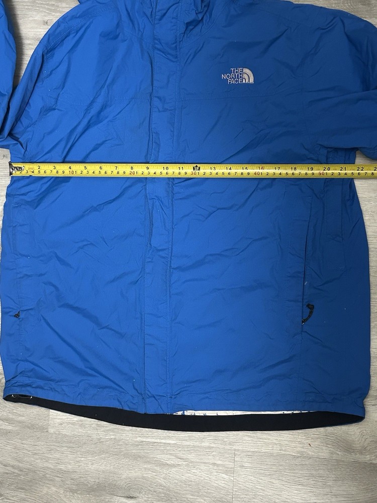 The North Face Mens HyVent Rain Jacket Blue Hooded Ripstop Shell Size Large blem