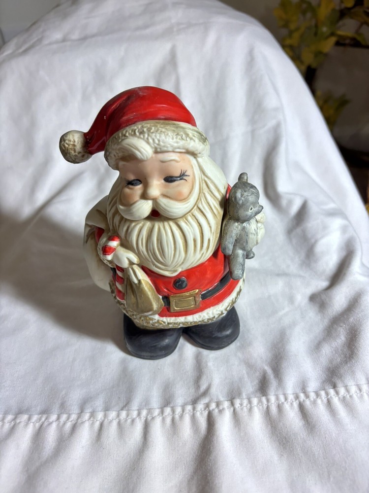 Vintage Santa Porcelain Handpainted Bank 7” Japan New*