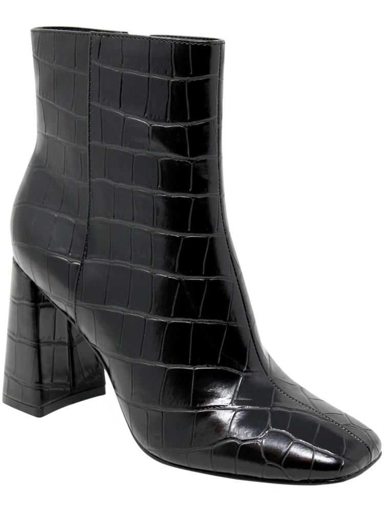 CHARLES BY CHARLES DAVID Womens Black Croc Padded Teigan Zip-Up Booties 11 M