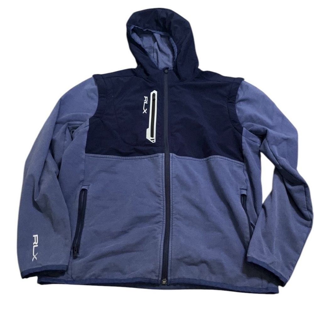 RLX Ralph Lauren Mens Blue Convertible Performance Terry Jacket Size Medium