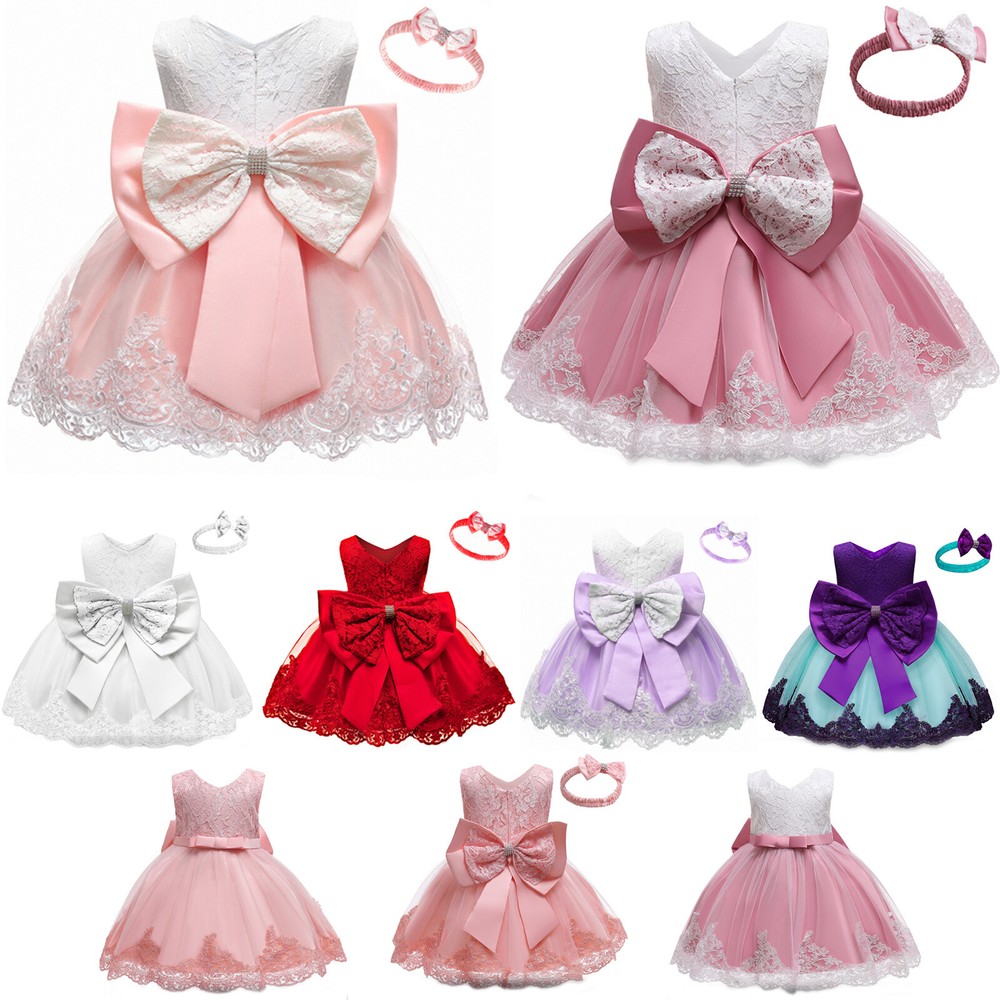 Toddler Baby Girl Princess Dress Flower Girls Bowknot Wedding Party Gown Dresses