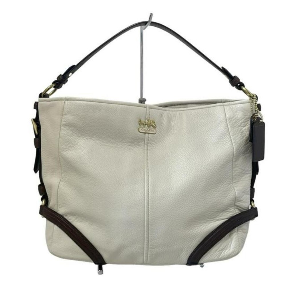 COACH White & Dark Brown Leather Handbag 18901