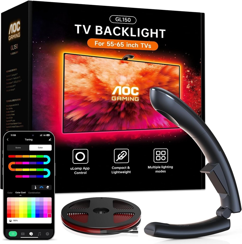 AOC TV LED Backlight, TV Lights That Change with TVs for 55-65 inch Screen, RGB
