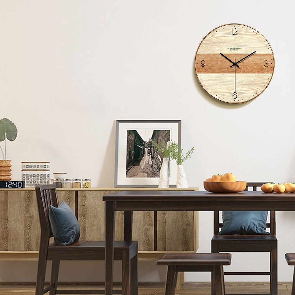 16 Inch Modern Wooden Round Wall Clock with Quartz Movement