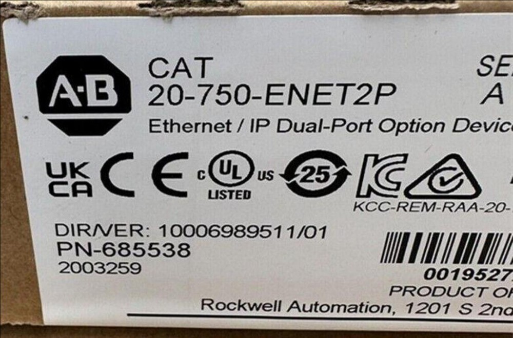 NEW Allen-Bradley 20-750-ENET2P Ethernet/IP Dual-port Option Device 20750ENET2P