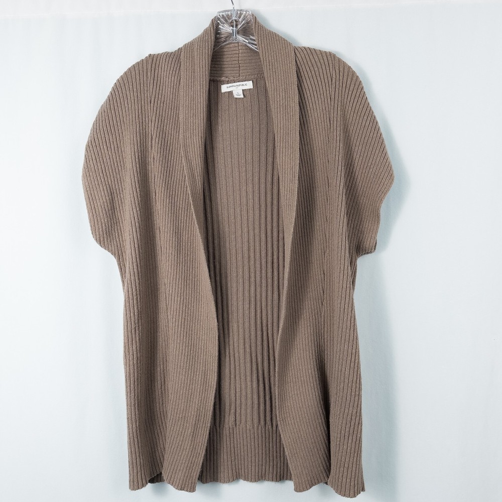 Banana Republic Womens Brown Angora Blend Short Sleeve Cardigan Size Small