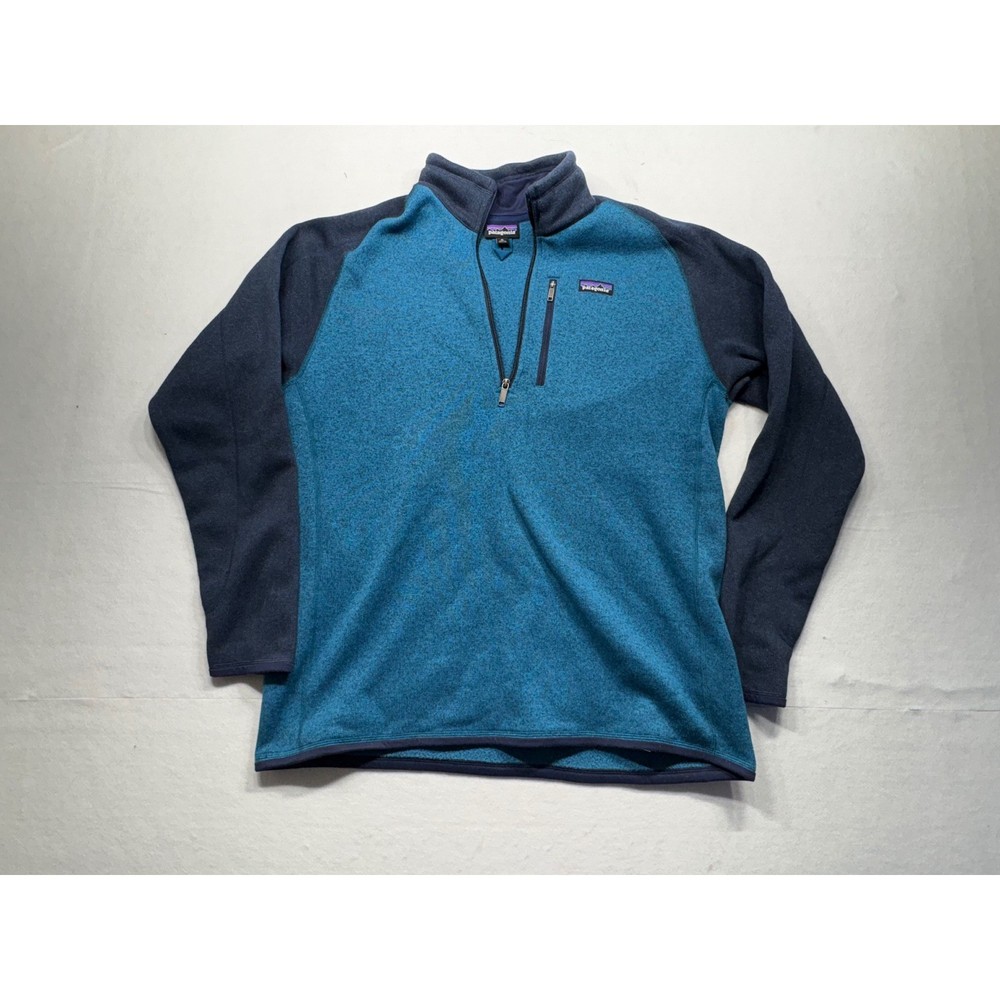 Patagonia Men's Fleece Pullover Sweater Blue Navy 1/4 Zip Size XL
