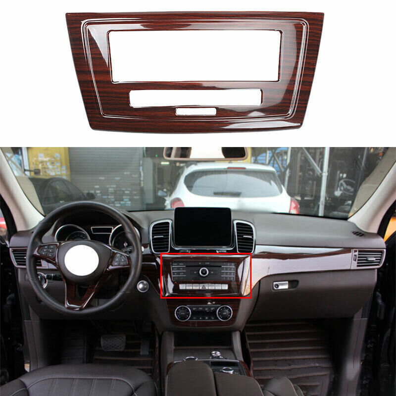 For Benz 2016-2019 GLE GLS Brown Wood Grain Car Console Volume Switch Panel Trim