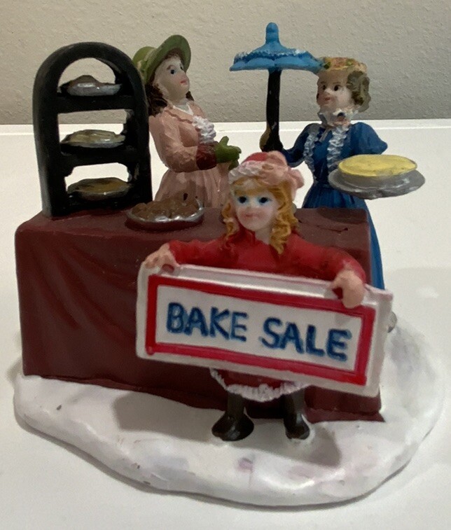 Vintage Victorian Christmas Village Bake Sale Figures with Original Box – Holiday Time-image