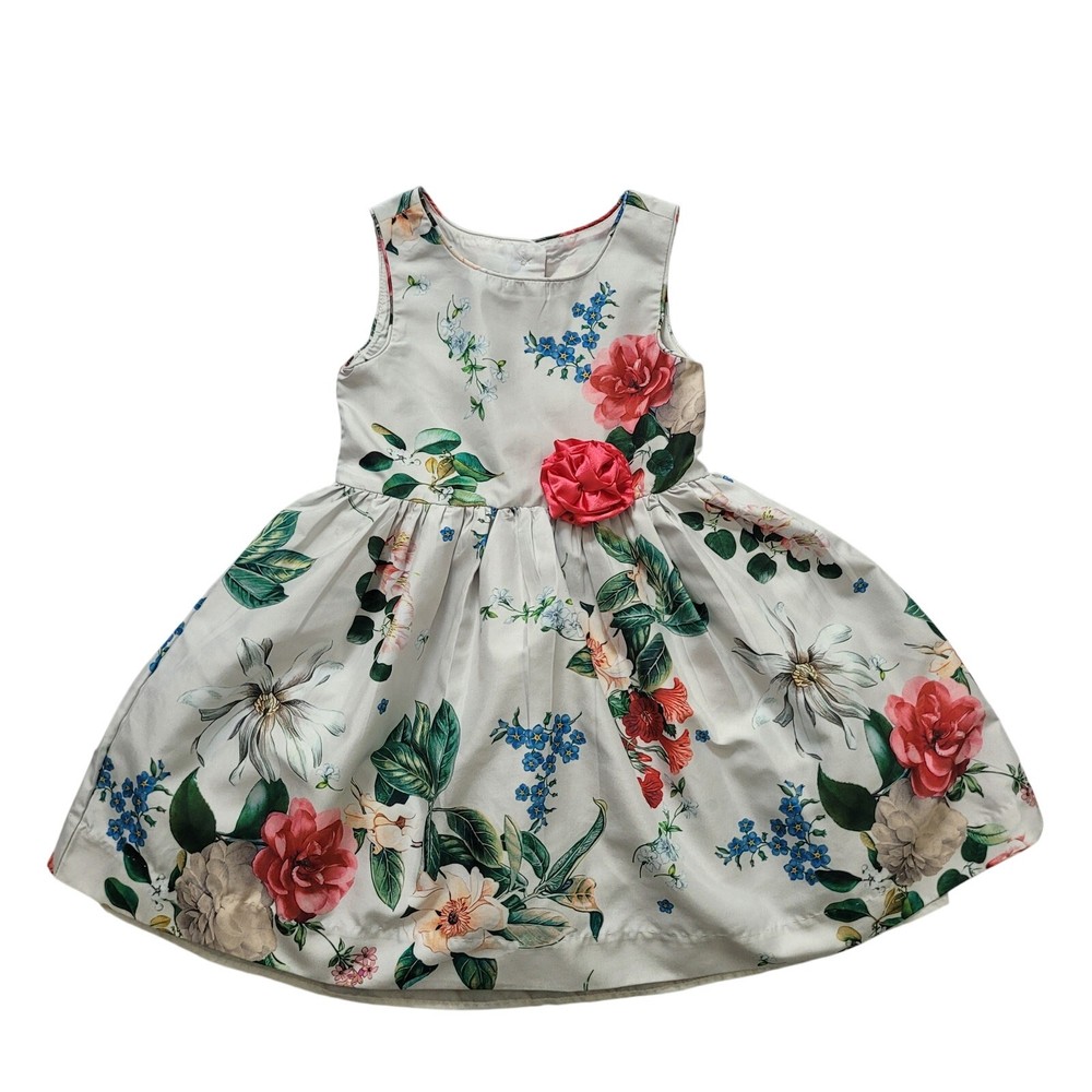Pippa & Julie Size 3T Floral Off-White Lined Party Dress Flower Sleeveless Twee