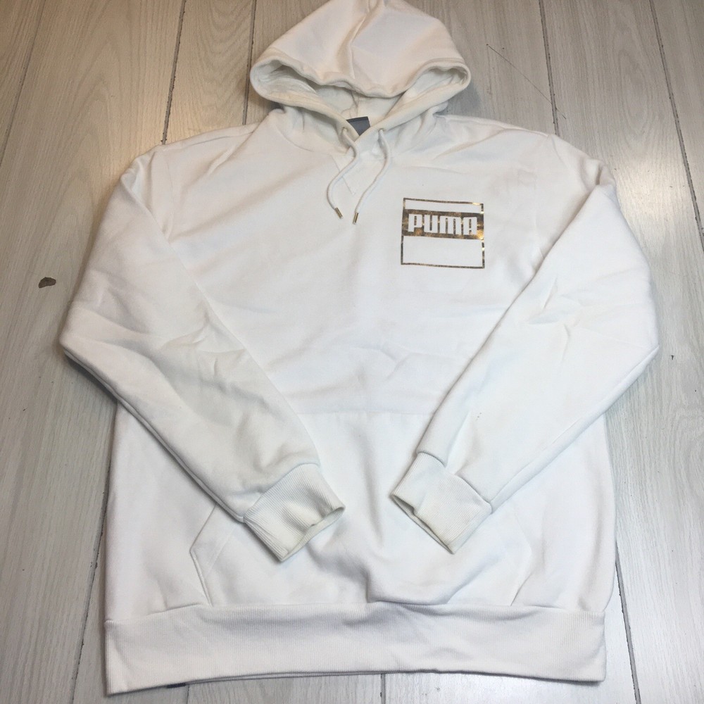 Puma Mens Pullover White Hoodie Medium