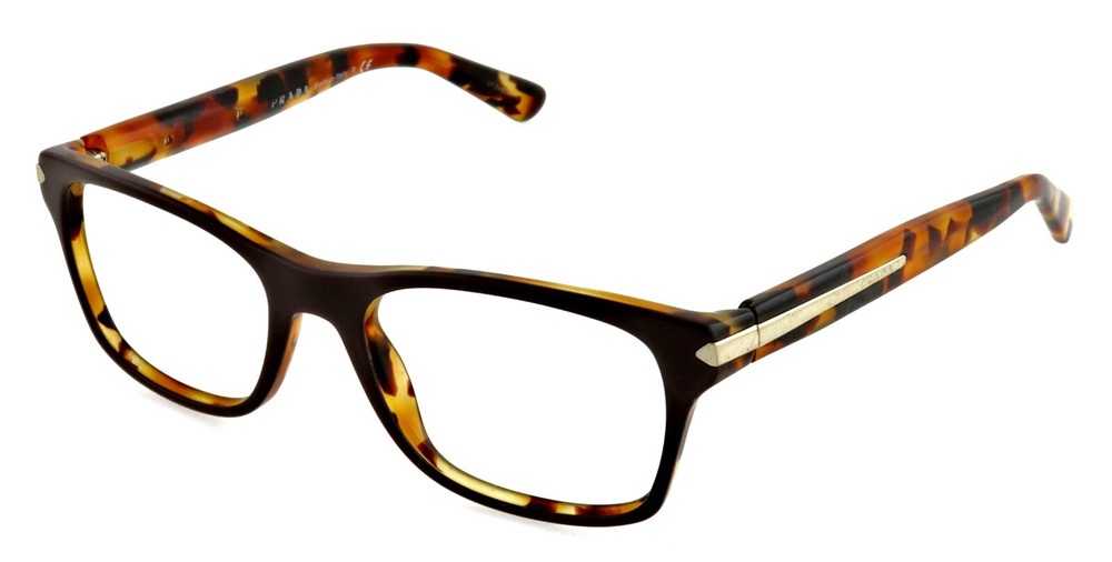Prada VPR16S UBS-1O1 52mm Brown Tortoise Unisex Eyeglasses Frames Made in Italy