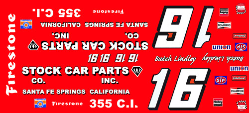 Vintage Butch Lindley 1970s Nova NASCAR 1/24-1/25 Scale Waterslide Decals