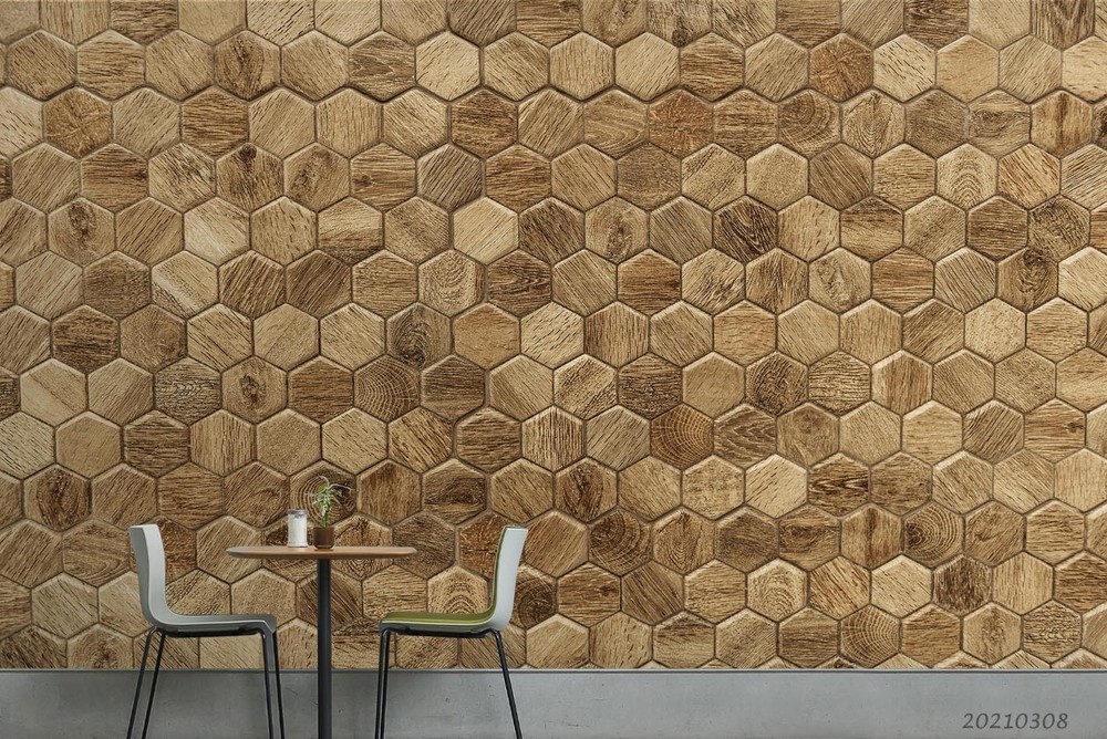 3D Wood Grain Hexagonal Pattern Wall Murals Wallpaper Murals Wall Sticker