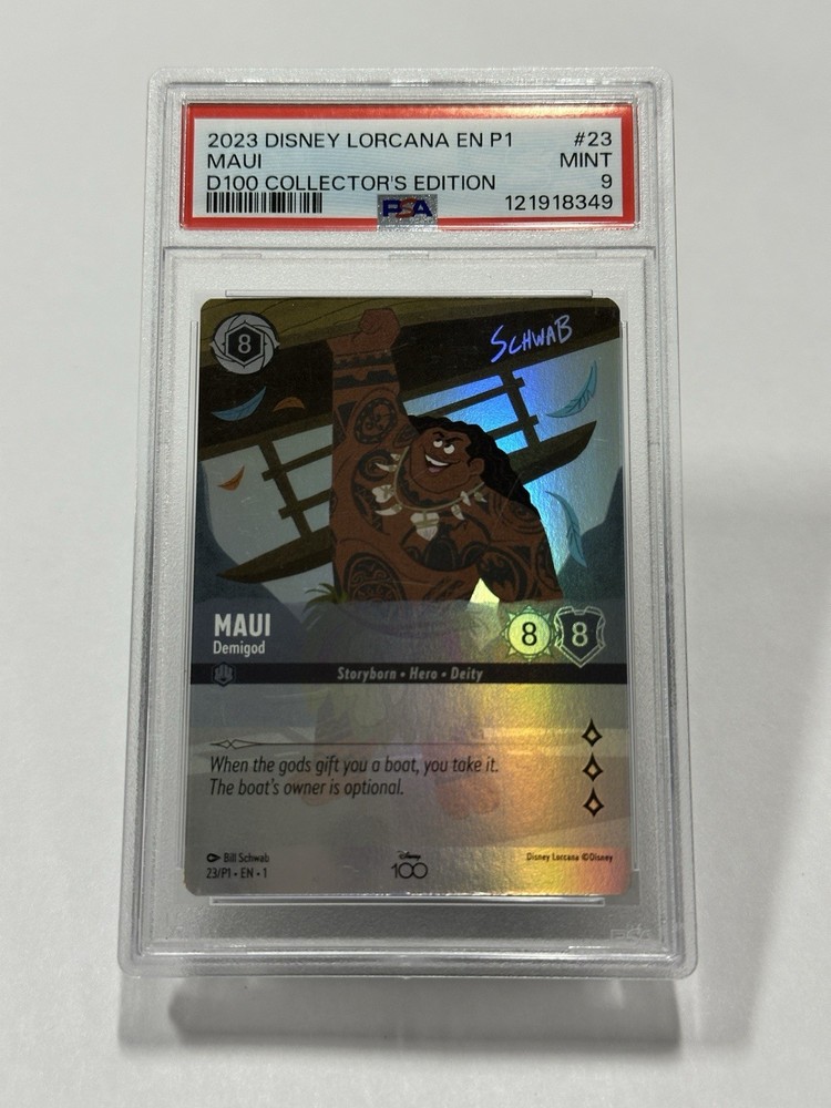 2023 Disney Lorcana EN P1 D100 Collector's Edition #23 MAUI Demigod PSA 9