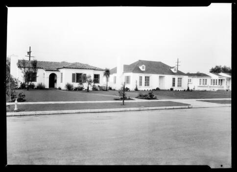 Unidentified Houses On A Residential Street In Los Angeles California Old Photo