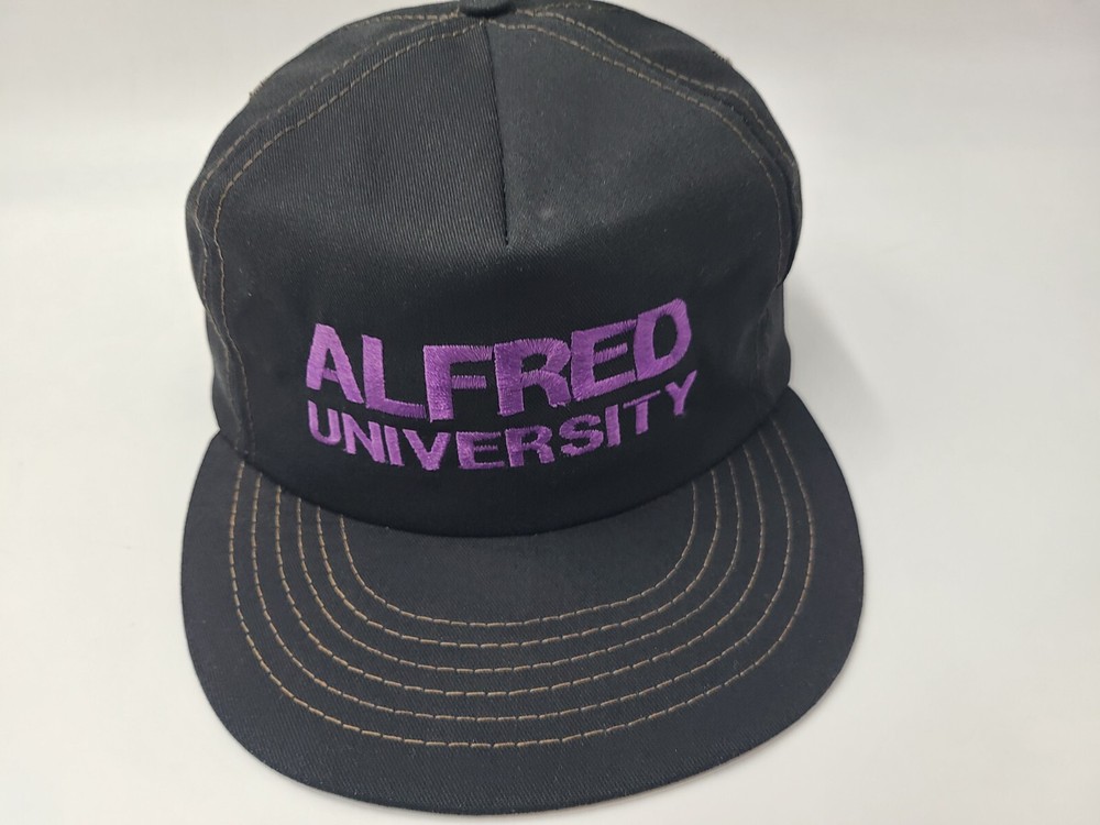 Vintage Alfred University Saxons University Square Snapback Hat Cap NCAA Black