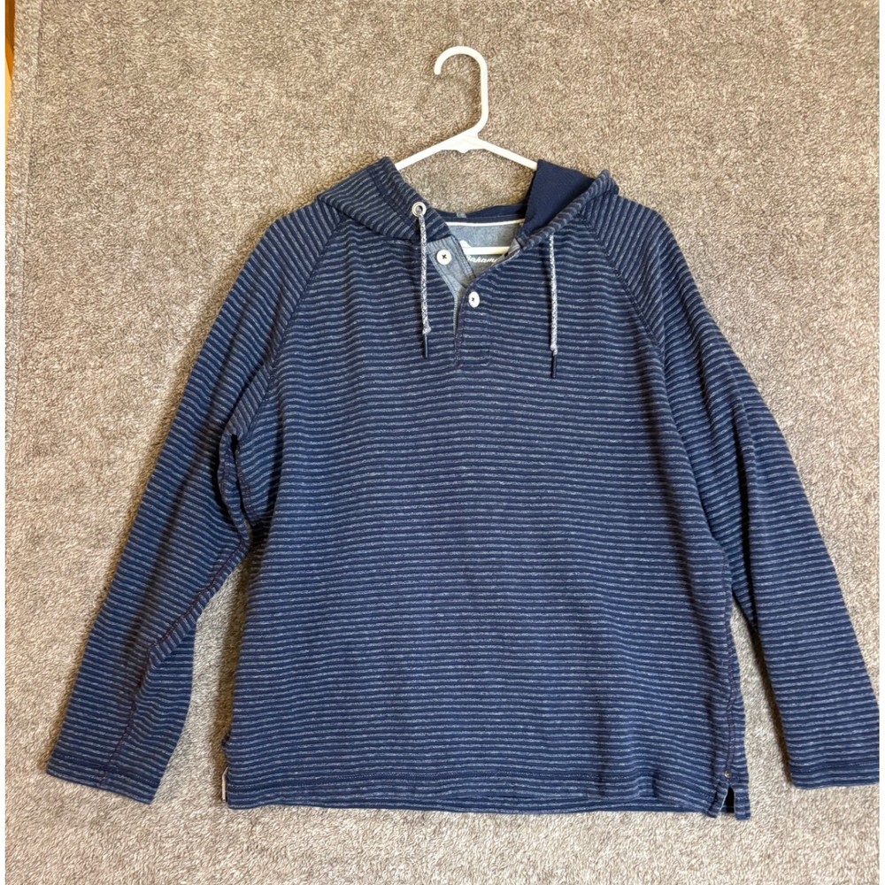 Tommy Bahama Mens Striped Hoodie Pullover Long Sleeve Casual Blue M