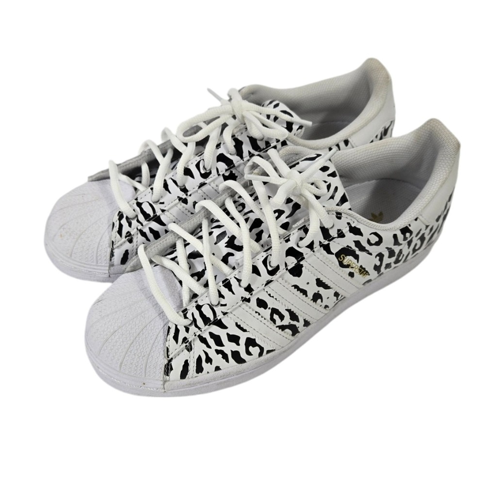 Adidas Originals Superstar Cheetah Print Sneakers in Cloud White & Black