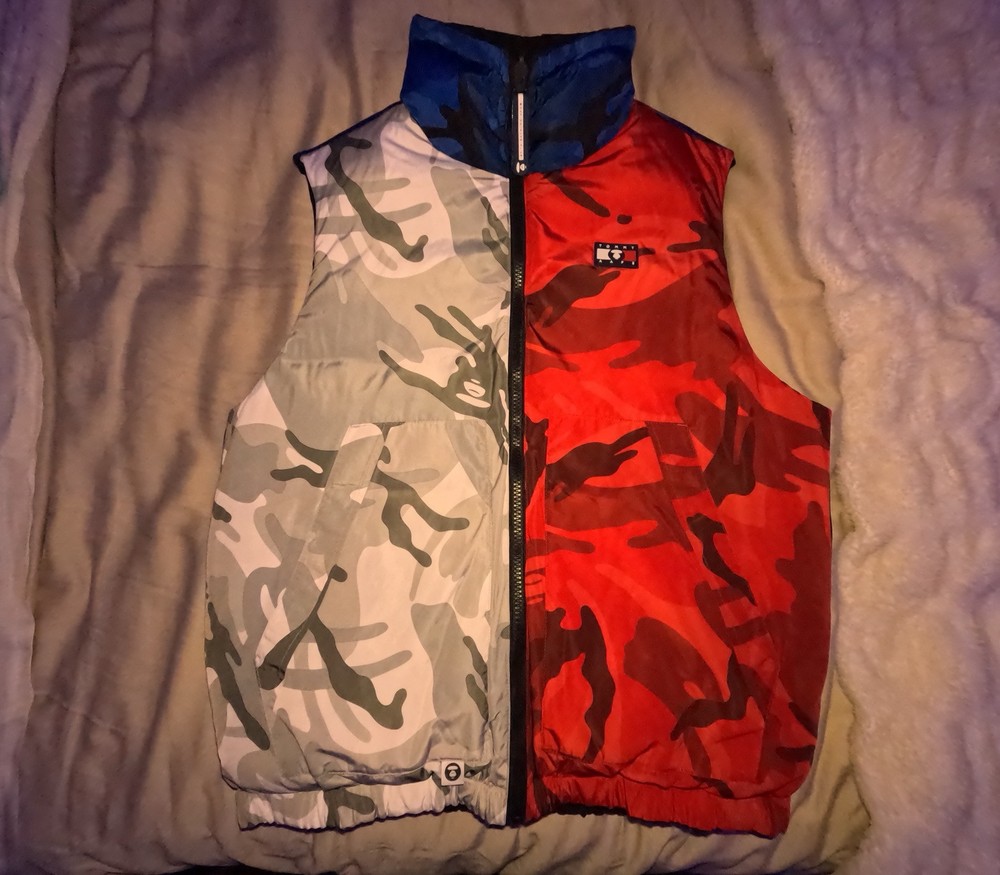 Aape x Tommy Jeans Reversible Vest Multicamo Black Size M New