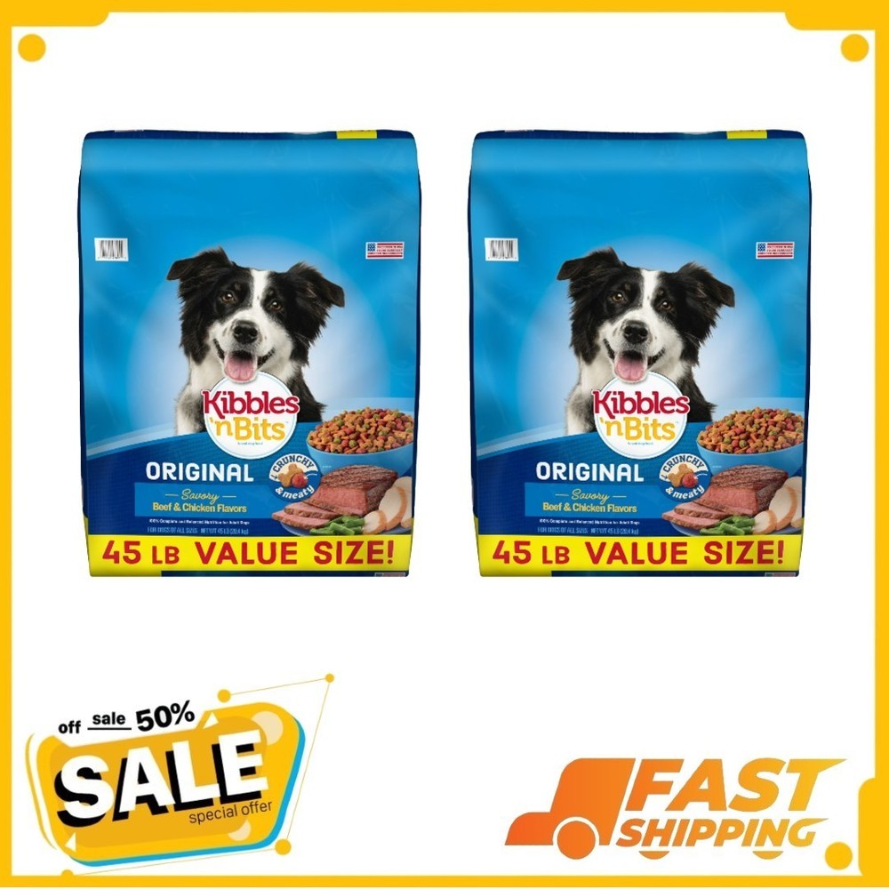 2P Kibbles 'n Bits Dry Dog Food, Original Savory Beef & Chicken Flavors, 45 lb