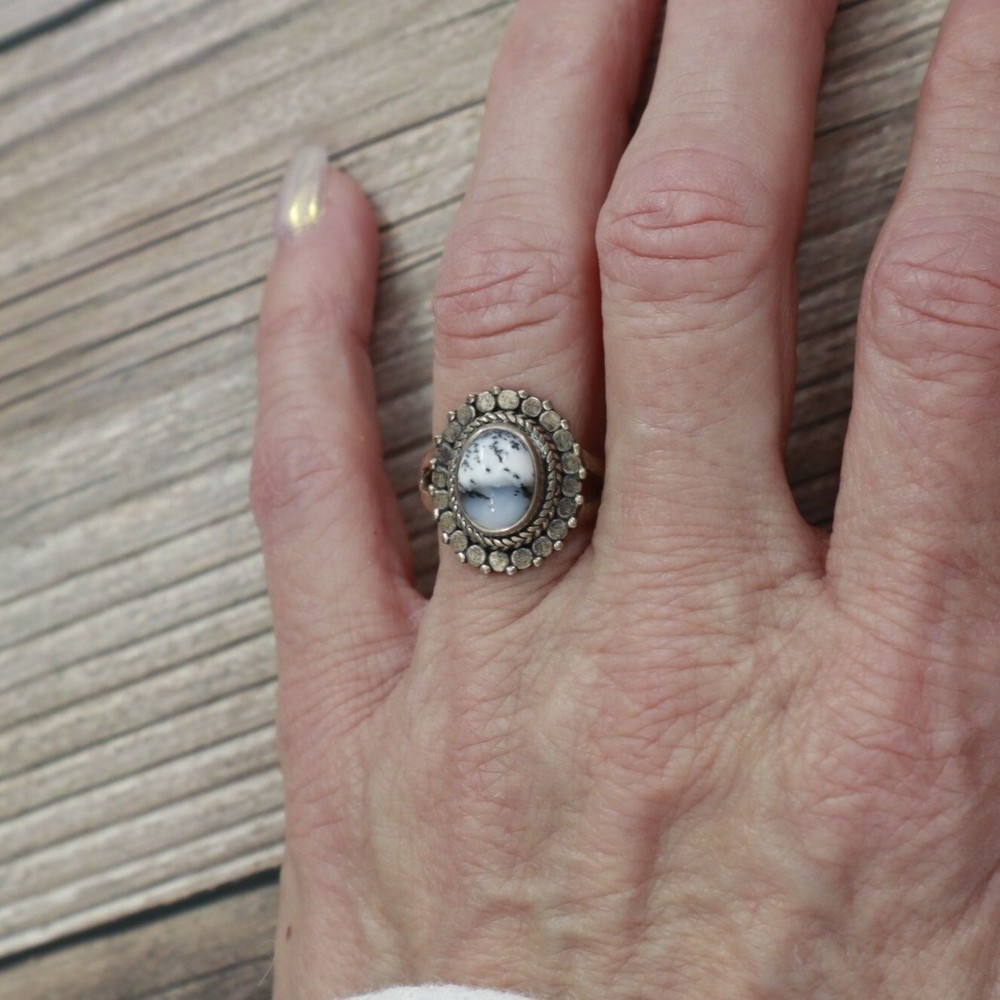 Marfa Ring Women's 5.5 Silver Dendrite Boho Bohemian Gypsy Gift Holiday Present