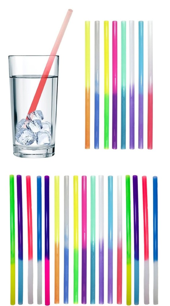 Color Changing Reusable Straws, Pack of 25 Assorted Colors, reacts to cold dr...