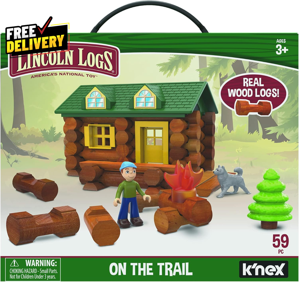 Lincoln Logs-On the Trail Building Set-59 Pieces-Real Wood Logs - Ages 3+