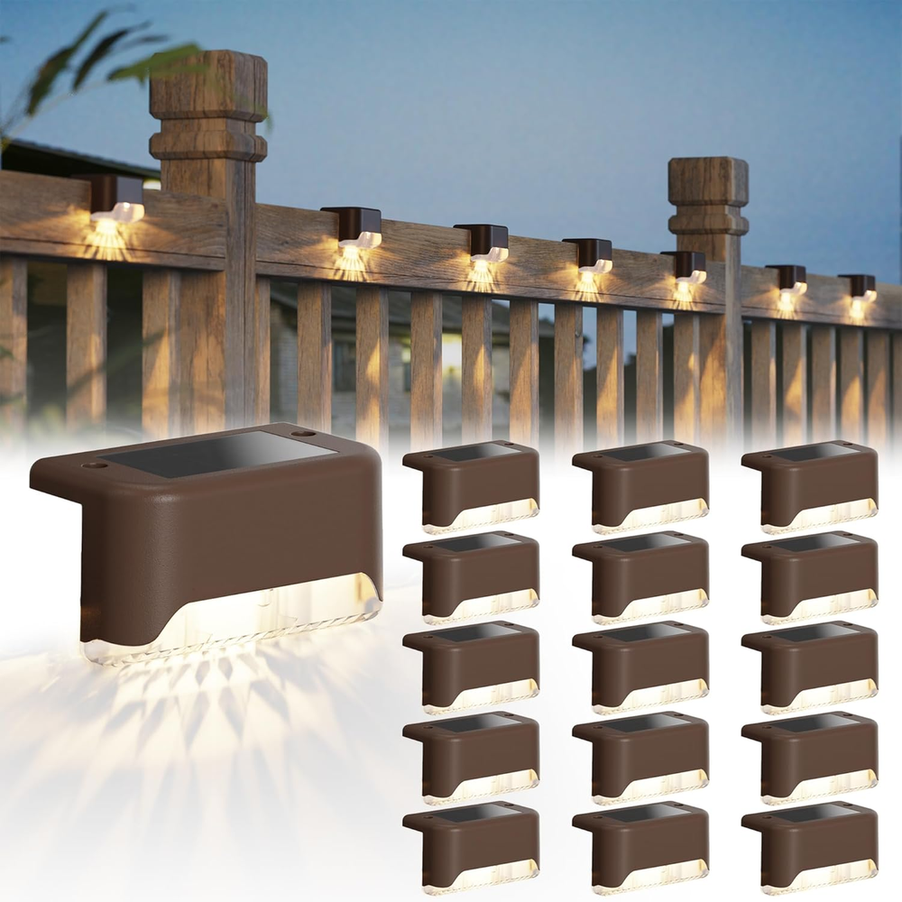 Solar Fence Lights 16 Pack Outdoor Solar Deck Light IP65 Waterproof Solar Step L