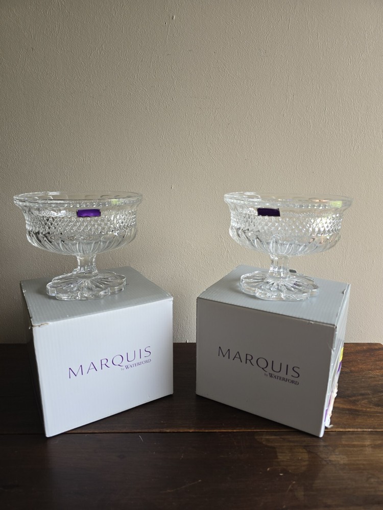 Nuevo en caja Juego 2 Marquis By Waterford Transparente Sorrento Pie Compota Plomo Cristal