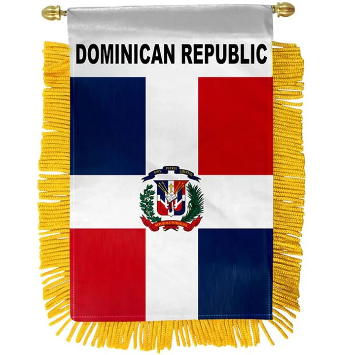 1 dozen Dominican Republic Mini Banners Rearview Mirror Country Mini Car Flags